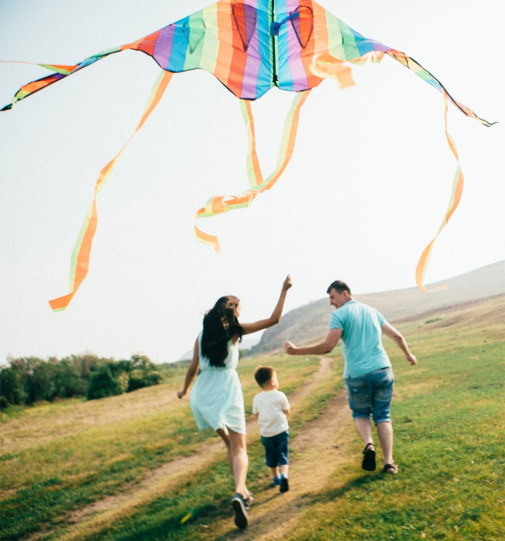 Family with kite
